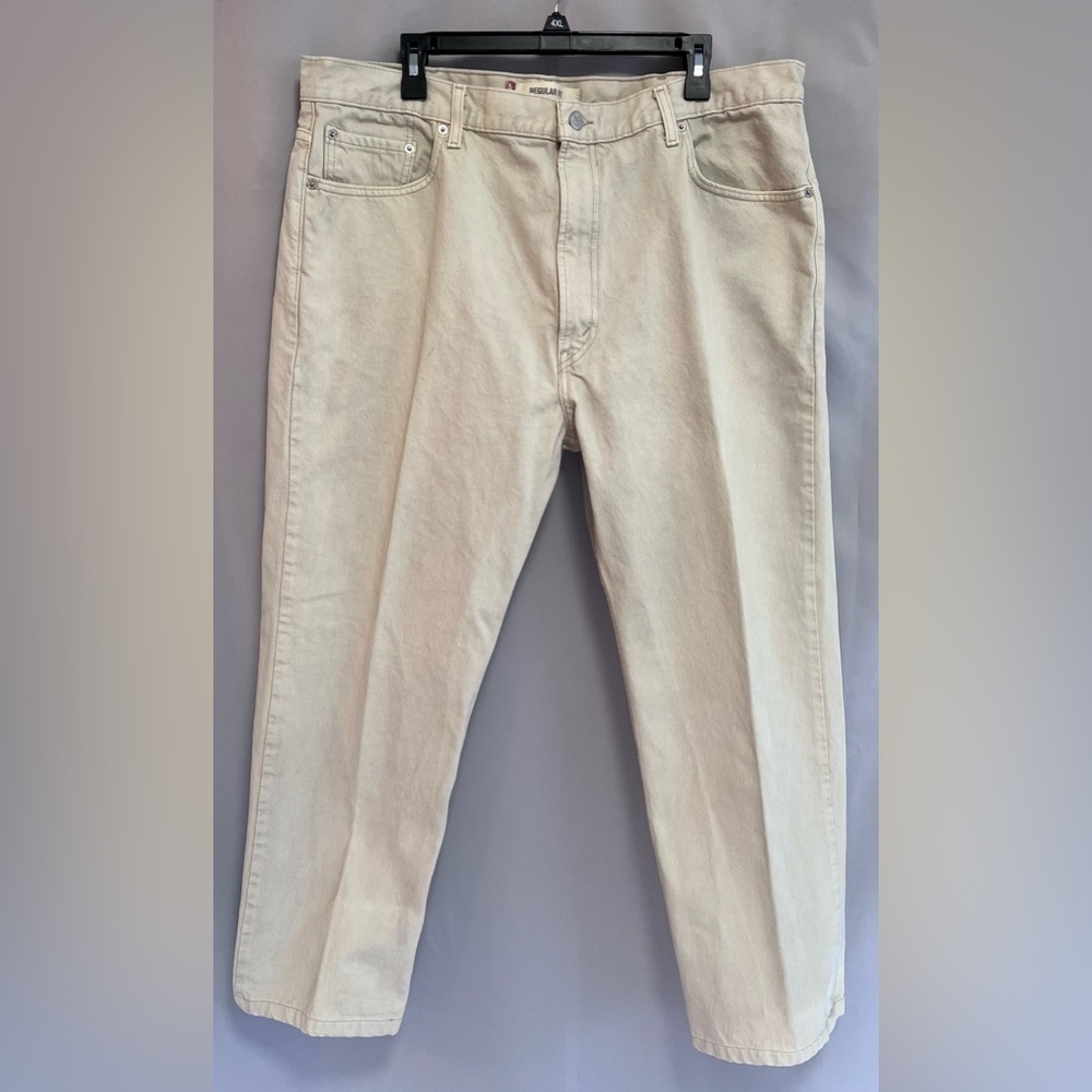LEVIS 505 Regular Fit Jeans Mens 42 Beige‎ Straight Regular Denim  W42 L32